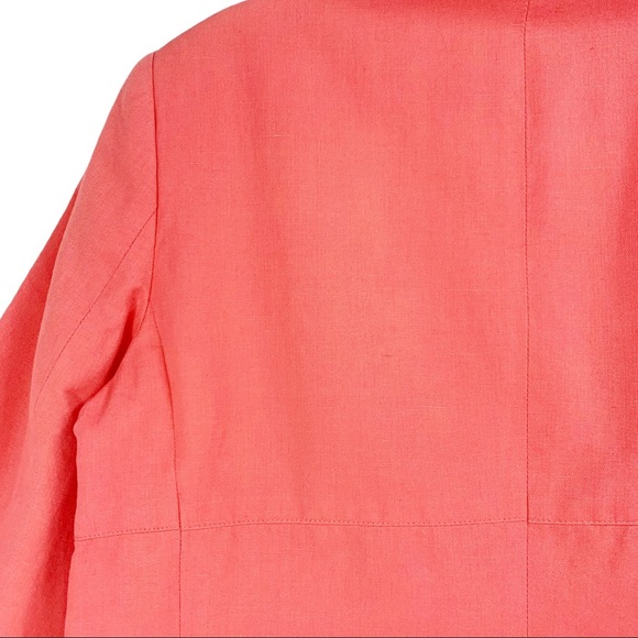 Cotton Silk Linen Blend Woman’s Blazer Coral Color by Trevan Warm Weather Blazer - Picture 12 of 16